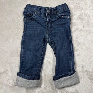 Levi’s Dark Blue Wash Rolled Grey Cuffs Cotton Blend Stretch Jeans Size 12M